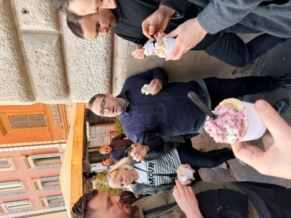 Colleagues enjoying gelato together in Rome