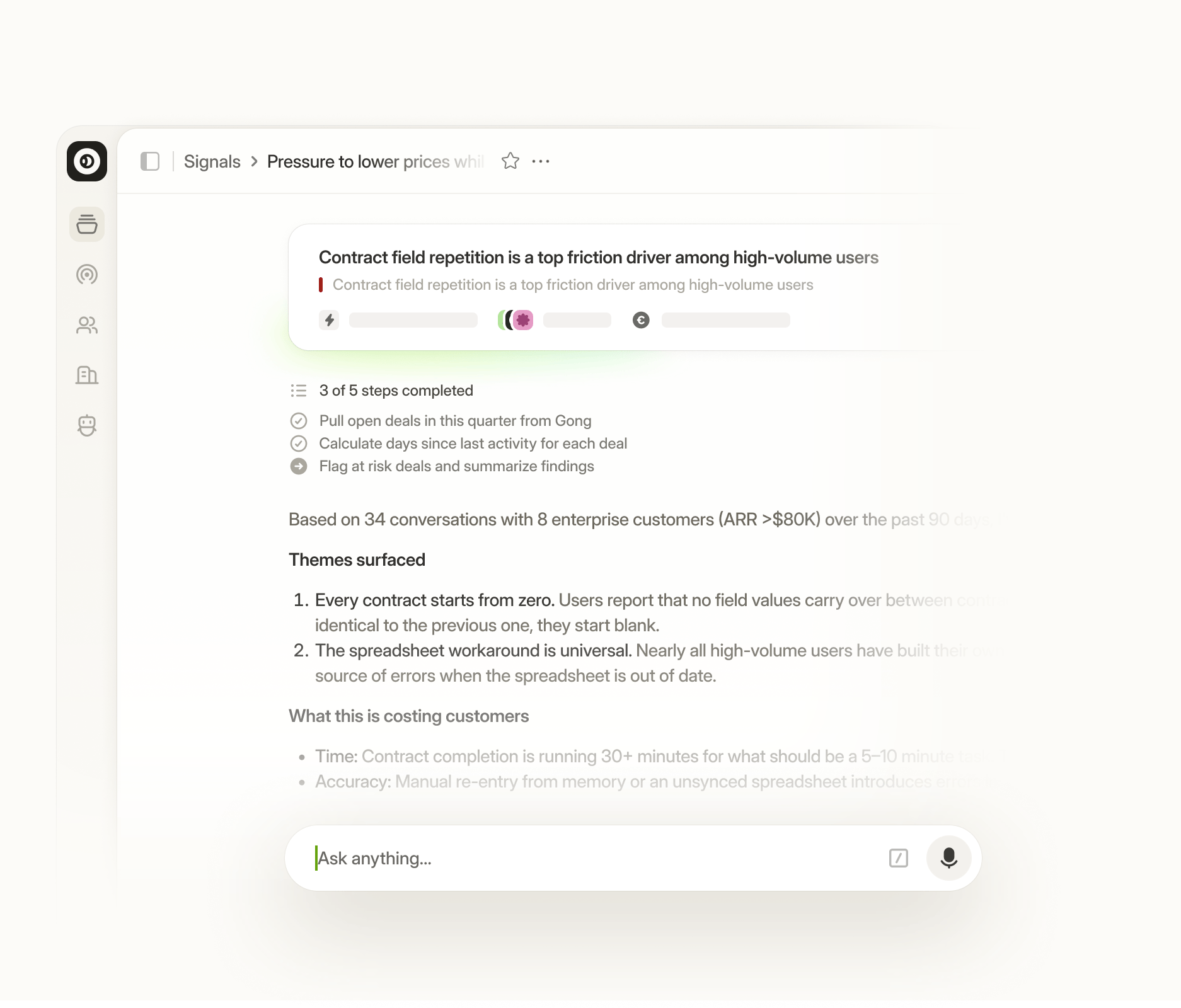 Customer signals dashboard highlighting what to build next
